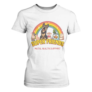 Mental Health Support T Shirt For Women Super Friends Cute Animals Dog Cat Capybara Otter TS09 White Print Your Wear