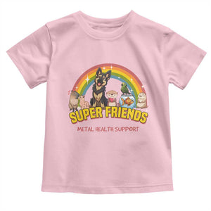 Mental Health Support Toddler T Shirt Super Friends Cute Animals Dog Cat Capybara Otter TS09 Light Pink Print Your Wear