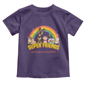 Mental Health Support Toddler T Shirt Super Friends Cute Animals Dog Cat Capybara Otter TS09 Purple Print Your Wear