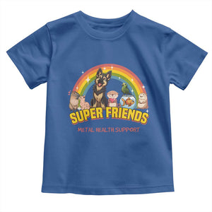 Mental Health Support Toddler T Shirt Super Friends Cute Animals Dog Cat Capybara Otter TS09 Royal Blue Print Your Wear