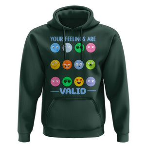 Mental Health Hoodie Your Feelings Are Valid Emotion Faces TS09 Dark Forest Green Printyourwear