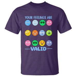 Mental Health T Shirt Your Feelings Are Valid Emotion Faces TS09 Purple Printyourwear