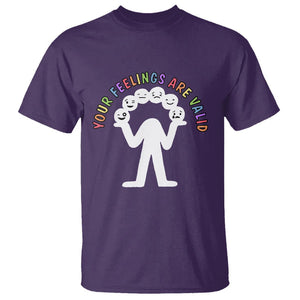 Mental Health T Shirt Your Feelings Are Valid Emotion Faces TS09 Purple Printyourwear