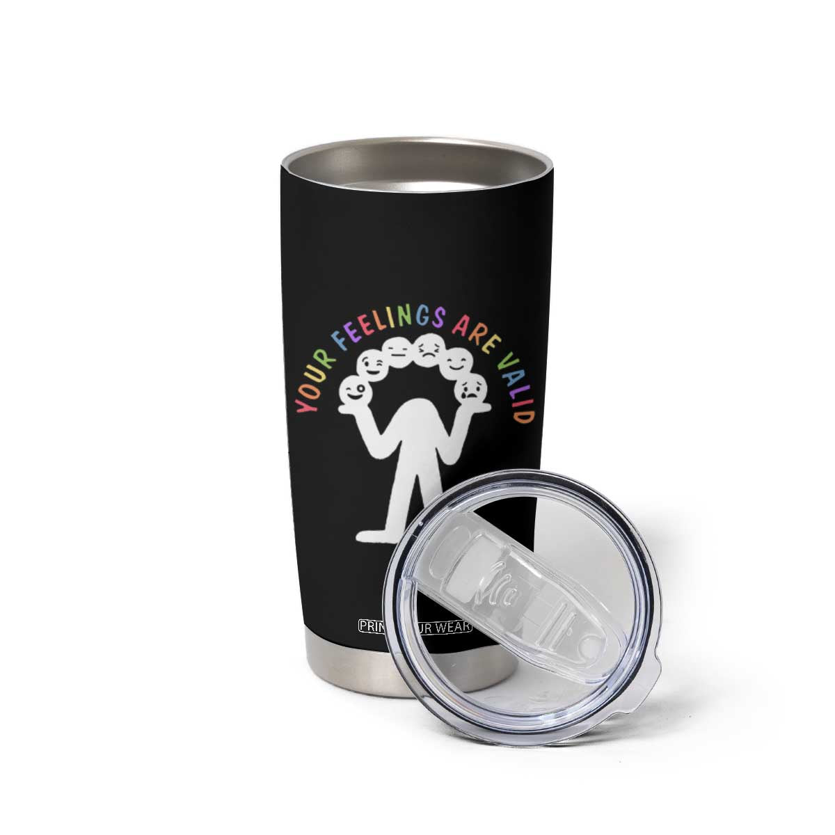 Your Feelings Are Valid Emotion Faces Mental Health Tumbler Cup TS09 Print Your Wear
