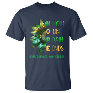 Mental Health T Shirt HOPE Hold On Pain Ends Suicide Prevention TS09 Navy Printyourwear