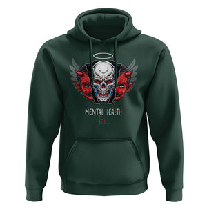 Mental Health Hell Satan Skull Hoodie TS09 Dark Forest Green Printyourwear