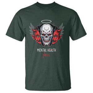 Mental Health Hell Satan Skull T Shirt TS09 Dark Forest Green Printyourwear