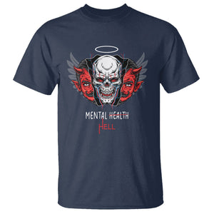 Mental Health Hell Satan Skull T Shirt TS09 Navy Printyourwear