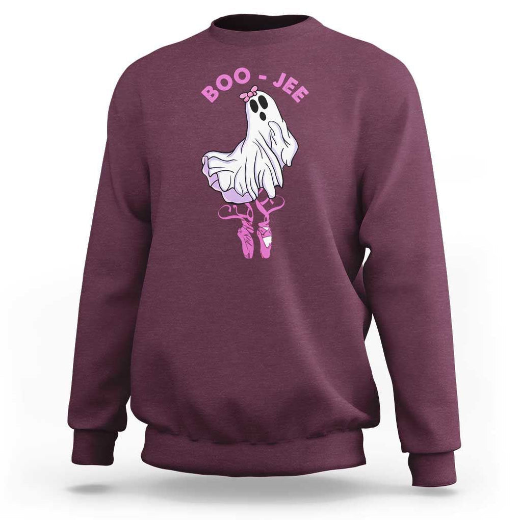 Halloween Sweatshirt Boo-Jee Ballerina Spooky Season Cute Ghost TS09 Maroon Print Your Wear