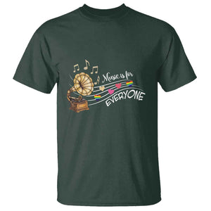 Music Lover Teacher T Shirt Music Is For Everyone TS09 Dark Forest Green Print Your Wear