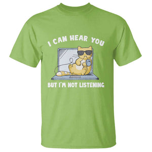 Cat Lover T Shirt I Can Hear You But I'm Not Listening TS09 Lime Print Your Wear