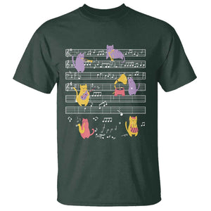 Cat Lover T Shirt Cat Playing Musical Instrument TS09 Dark Forest Green Print Your Wear