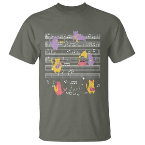 Cat Lover T Shirt Cat Playing Musical Instrument TS09 Military Green Print Your Wear