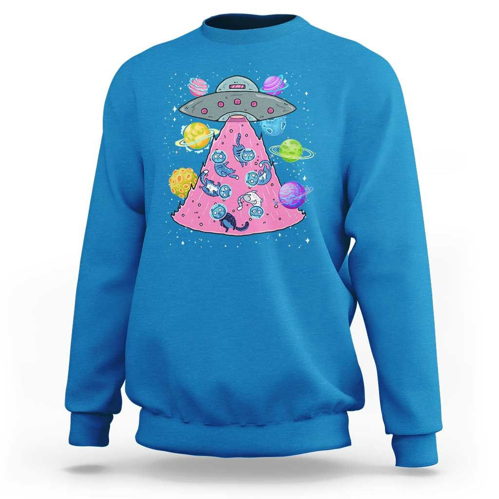 Cat Lover Sweatshirt UFO Catches Cat Into Space TS09 Sapphire Print Your Wear