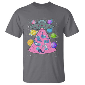 Cat Lover T Shirt UFO Catches Cat Into Space TS09 Charcoal Print Your Wear