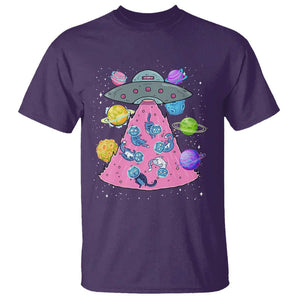 Cat Lover T Shirt UFO Catches Cat Into Space TS09 Purple Print Your Wear