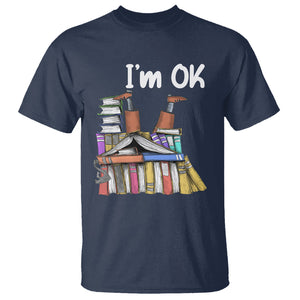 I'm Ok With Books Reading Book Lover T Shirt TS09 Navy Printyourwear