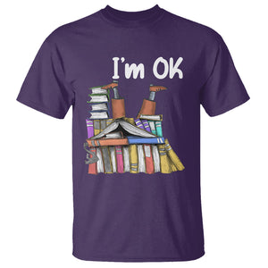 I'm Ok With Books Reading Book Lover T Shirt TS09 Purple Printyourwear