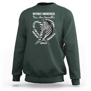 Without Awareness You Are Invisible Carcinoid Cancer Sweatshirt TS09 Dark Forest Green Printyourwear