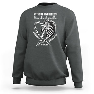 Without Awareness You Are Invisible Carcinoid Cancer Sweatshirt TS09 Dark Heather Printyourwear