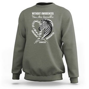 Without Awareness You Are Invisible Carcinoid Cancer Sweatshirt TS09 Military Green Printyourwear