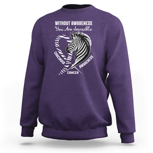 Without Awareness You Are Invisible Carcinoid Cancer Sweatshirt TS09 Purple Printyourwear