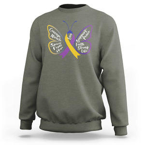 Fight Bladder Health And Cancer Awareness Butterfly Sweatshirt TS09 Military Green Printyourwear