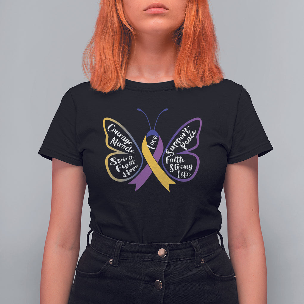 Fight Bladder Health And Cancer Awareness Butterfly T Shirt For Women TS09 Black Printyourwear