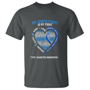 My Son's Fight Is My Fight Type 1 Diabetes Awareness T Shirt TS09 Dark Heather Printyourwear