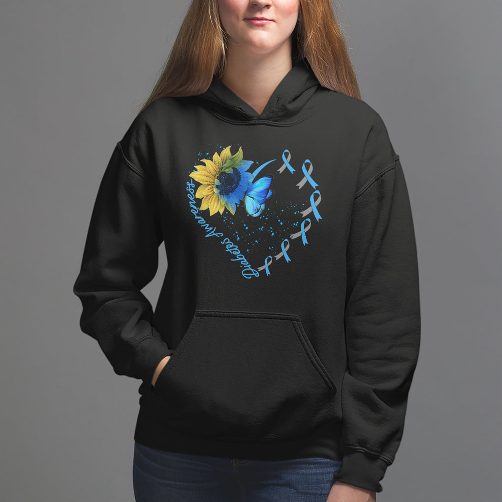 Diabetes Sunflower Shirt Type 1 Hoodie TS09 Black Printyourwear