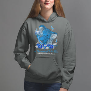 In November We Wear Cute Blue Elephant Diabetes Awareness Hoodie TS09 Dark Heather Printyourwear