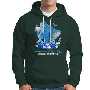 In November We Wear Cute Blue Elephant Diabetes Awareness Hoodie TS09 Dark Forest Green Printyourwear