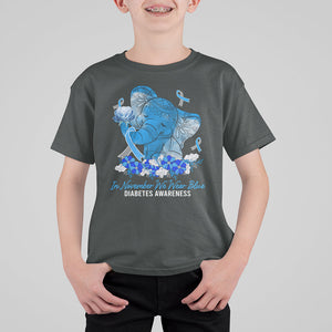 In November We Wear Cute Blue Elephant Diabetes Awareness T Shirt For Kid TS09 Dark Heather Printyourwear