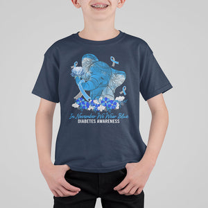 In November We Wear Cute Blue Elephant Diabetes Awareness T Shirt For Kid TS09 Navy Printyourwear