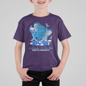 In November We Wear Cute Blue Elephant Diabetes Awareness T Shirt For Kid TS09 Purple Printyourwear