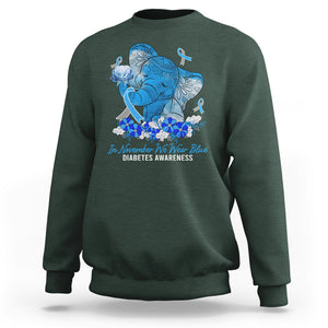 In November We Wear Cute Blue Elephant Diabetes Awareness Sweatshirt TS09 Dark Forest Green Printyourwear