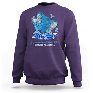 In November We Wear Cute Blue Elephant Diabetes Awareness Sweatshirt TS09 Purple Printyourwear