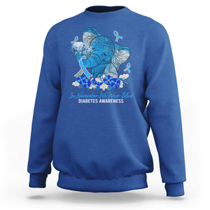 In November We Wear Cute Blue Elephant Diabetes Awareness Sweatshirt TS09 Royal Blue Printyourwear