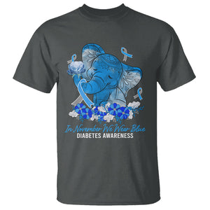 In November We Wear Cute Blue Elephant Diabetes Awareness T Shirt TS09 Dark Heather Printyourwear