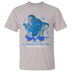 In November We Wear Cute Blue Elephant Diabetes Awareness T Shirt TS09 Ice Gray Printyourwear