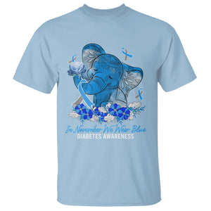 In November We Wear Cute Blue Elephant Diabetes Awareness T Shirt TS09 Light Blue Printyourwear