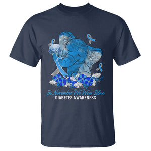 In November We Wear Cute Blue Elephant Diabetes Awareness T Shirt TS09 Navy Printyourwear