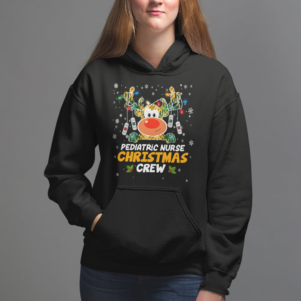 Pediatric Nurse Christmas Crew Cute Reindeer Light Hoodie TS09 Dark Heather Printyourwear