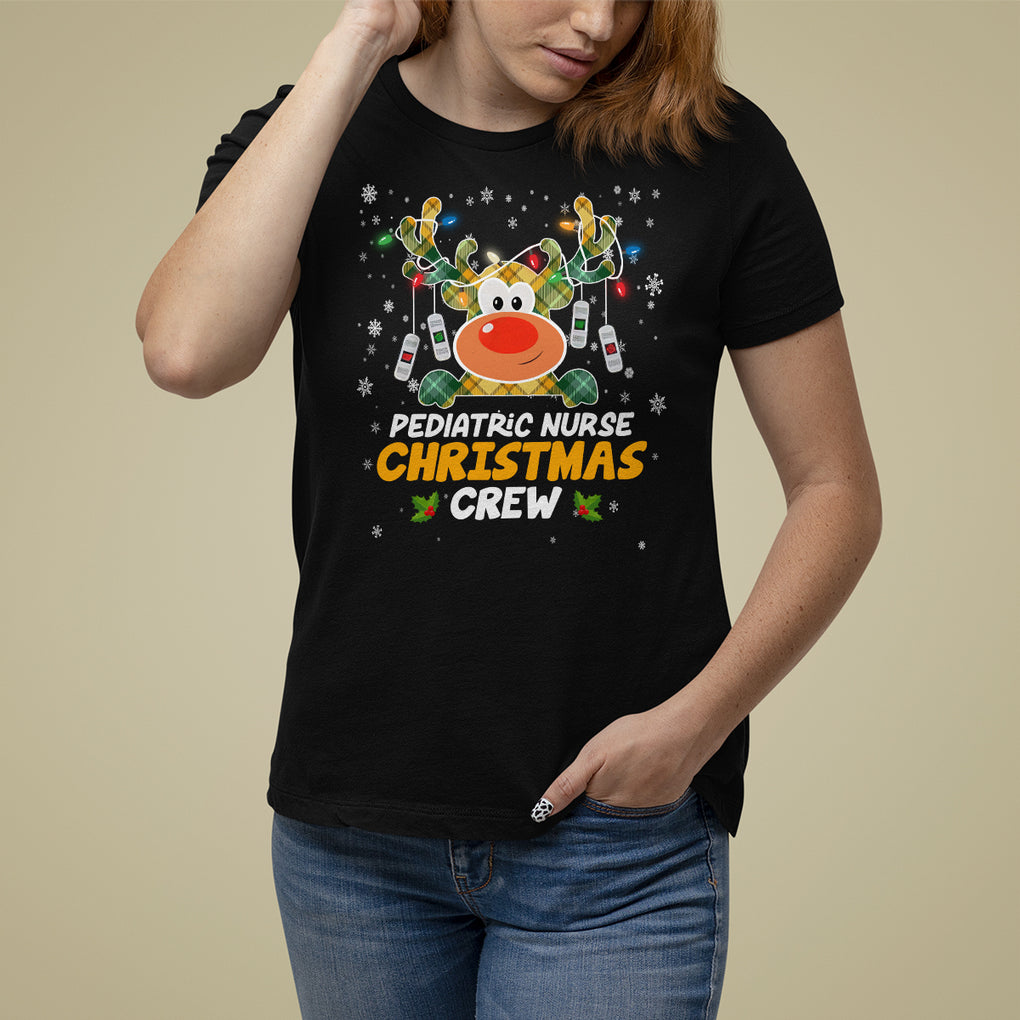 Pediatric Nurse Christmas Crew Cute Reindeer Light T Shirt For Women TS09 Dark Heather Printyourwear