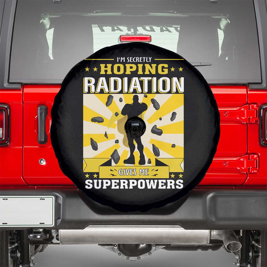 Chemotherapy Awareness Spare Tire Cover Radiation Gives Me Superpowers TS09 Black Print Your Wear