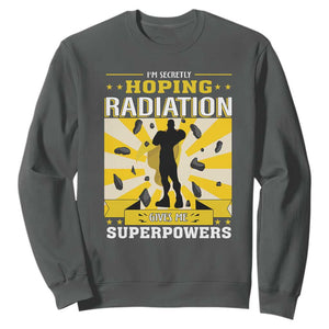 Chemotherapy Awareness Sweatshirt Radiation Gives Me Superpowers TS09 Dark Heather Print Your Wear