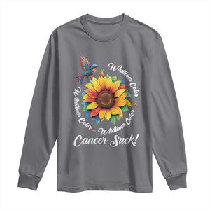 All Cancer Long Sleeve Shirt Whatever Color Cancer Sucks Fight Cancer Rainbow Ribbons Sunflower And Bird TS09 Charcoal Print Your Wear