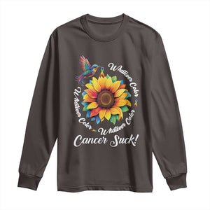 All Cancer Long Sleeve Shirt Whatever Color Cancer Sucks Fight Cancer Rainbow Ribbons Sunflower And Bird TS09 Dark Chocolate Print Your Wear