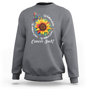 All Cancer Sweatshirt Whatever Color Cancer Sucks Fight Cancer Rainbow Ribbons Sunflower And Bird TS09 Charcoal Printyourwear