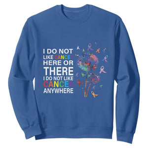 All Cancer Sweatshirt I Do Not Like Cancer Here Or There Anywhere TS09 Royal Blue Print Your Wear